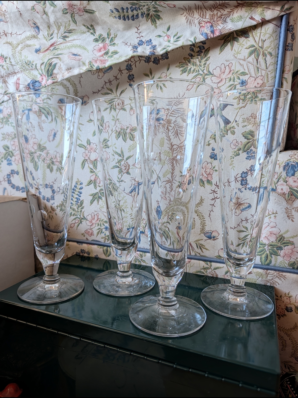 4 Anchor Hocking Coin Dot Pilsner Glasses